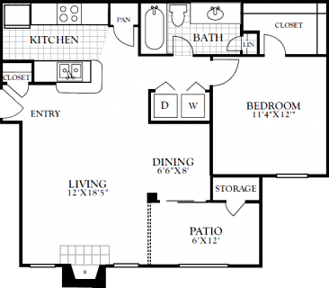 1 Bed / 1 Bath / 748 sq ft / Deposit: from $100 / Rent: Starting at $1045