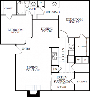 2 Bed / 1 Bath / 887 sq ft / Not Available Until: 06/16 / Deposit: from $250 / Rent: Starting at $1439