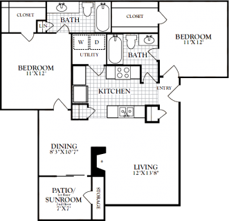2 Bed / 2 Bath / 976 sq ft / Availability: Not Available / Deposit: from $250 / Rent: Starting at $1529